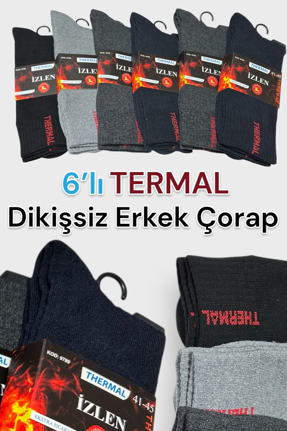 12'Lİ Erkek Siyah Termal Çorap