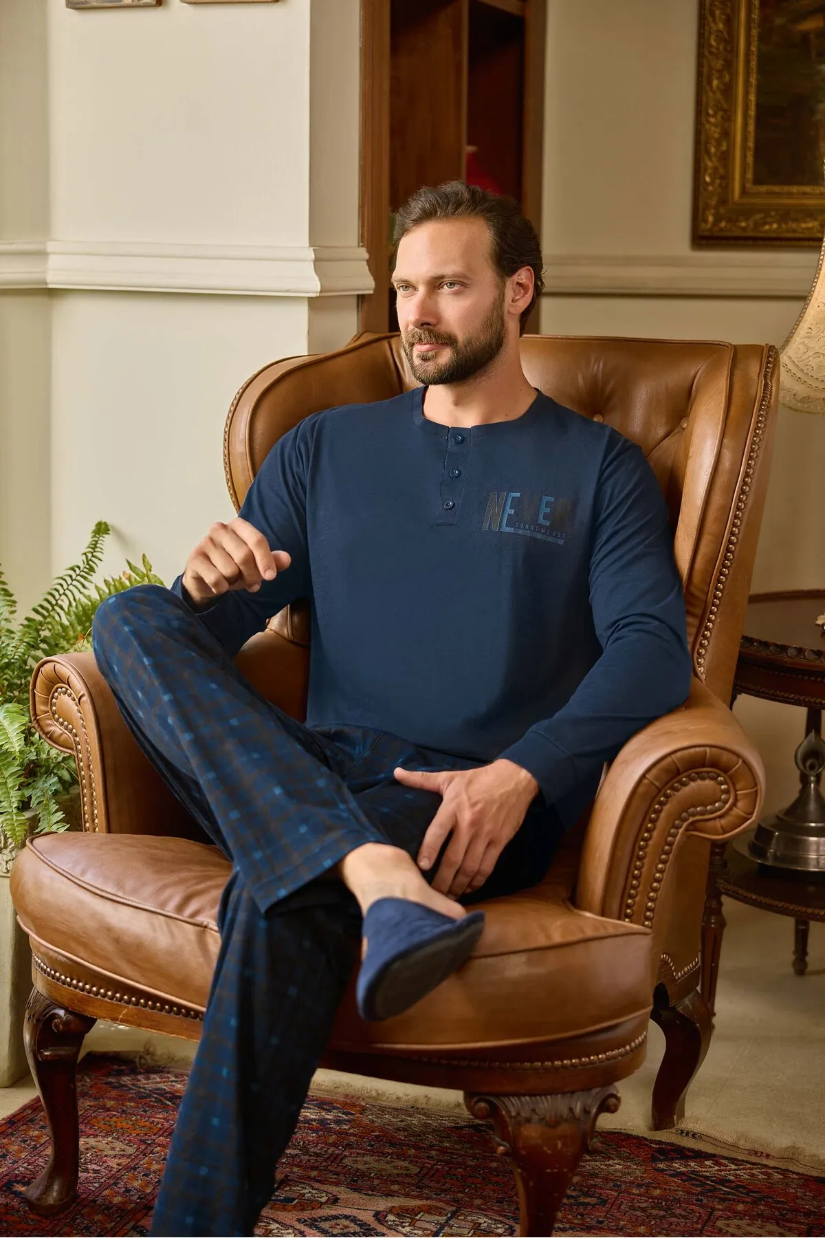 Aydoğan Erkek Süprem Yarım Düğmeli Uzun Kollu %100 Pamuk Lacivert Renk Pijama Takımı 240796 LACİVERT-M Aydoğan Erkek Süprem Yarım Düğmeli Uzun Kollu %100 Pamuk Lacivert Renk Pijama Takımı 240796 LACİVERT-M