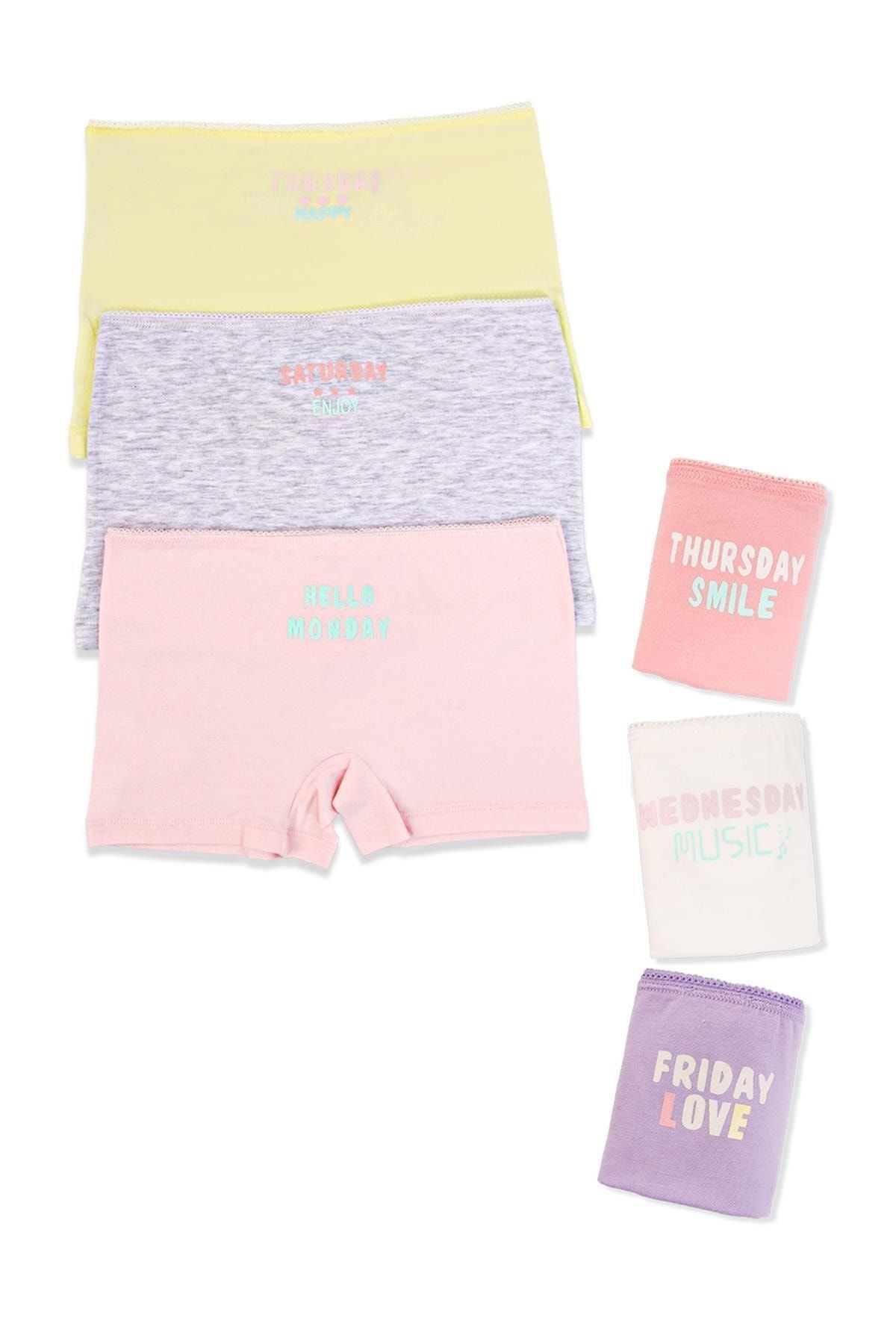 Domi Kız Renkli Pamuklu 6'lı Boxer Külot PUDRA-9-10 Yaş