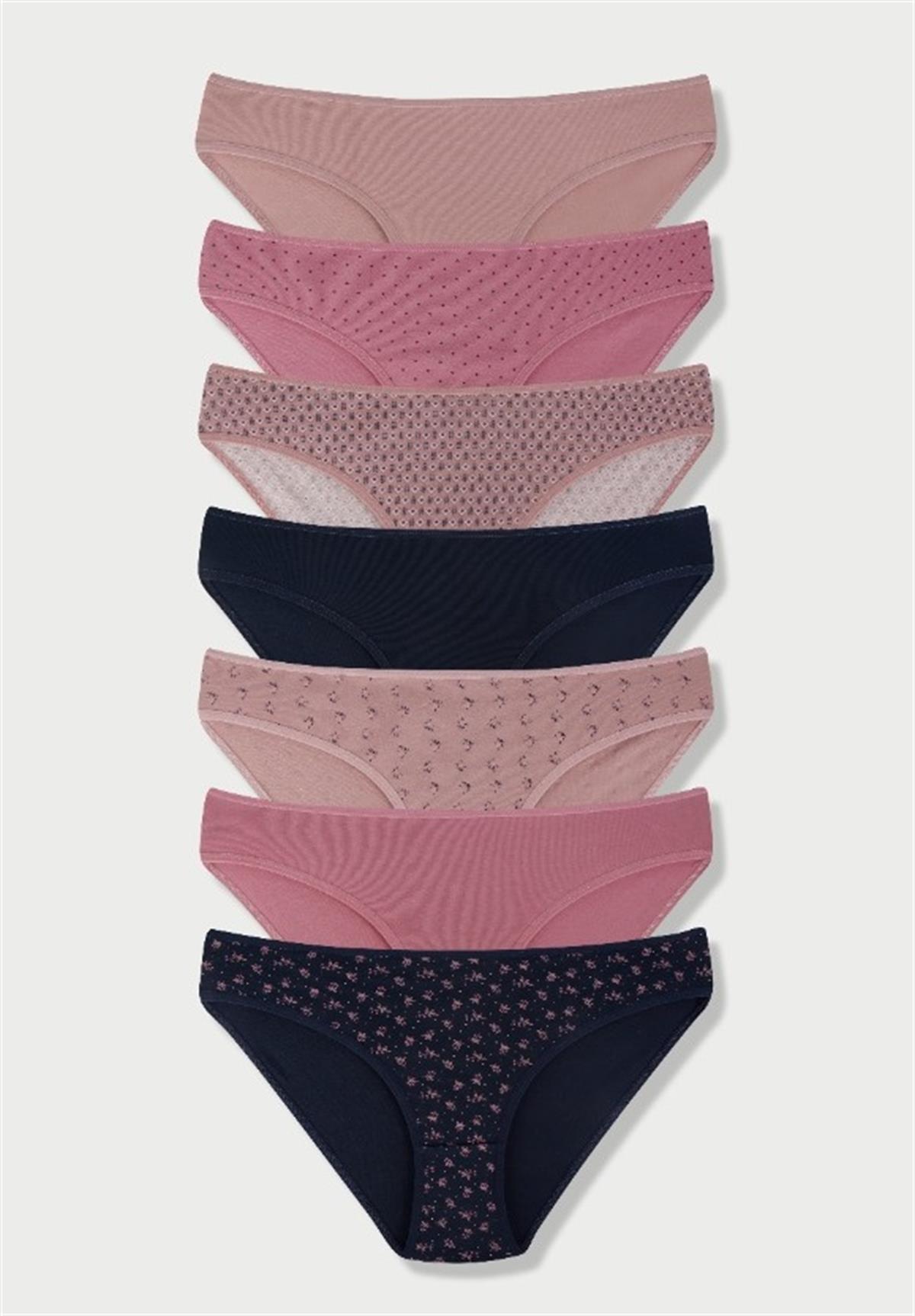 Kadın 7'li Bikini Külot GÜL KURUSU-M