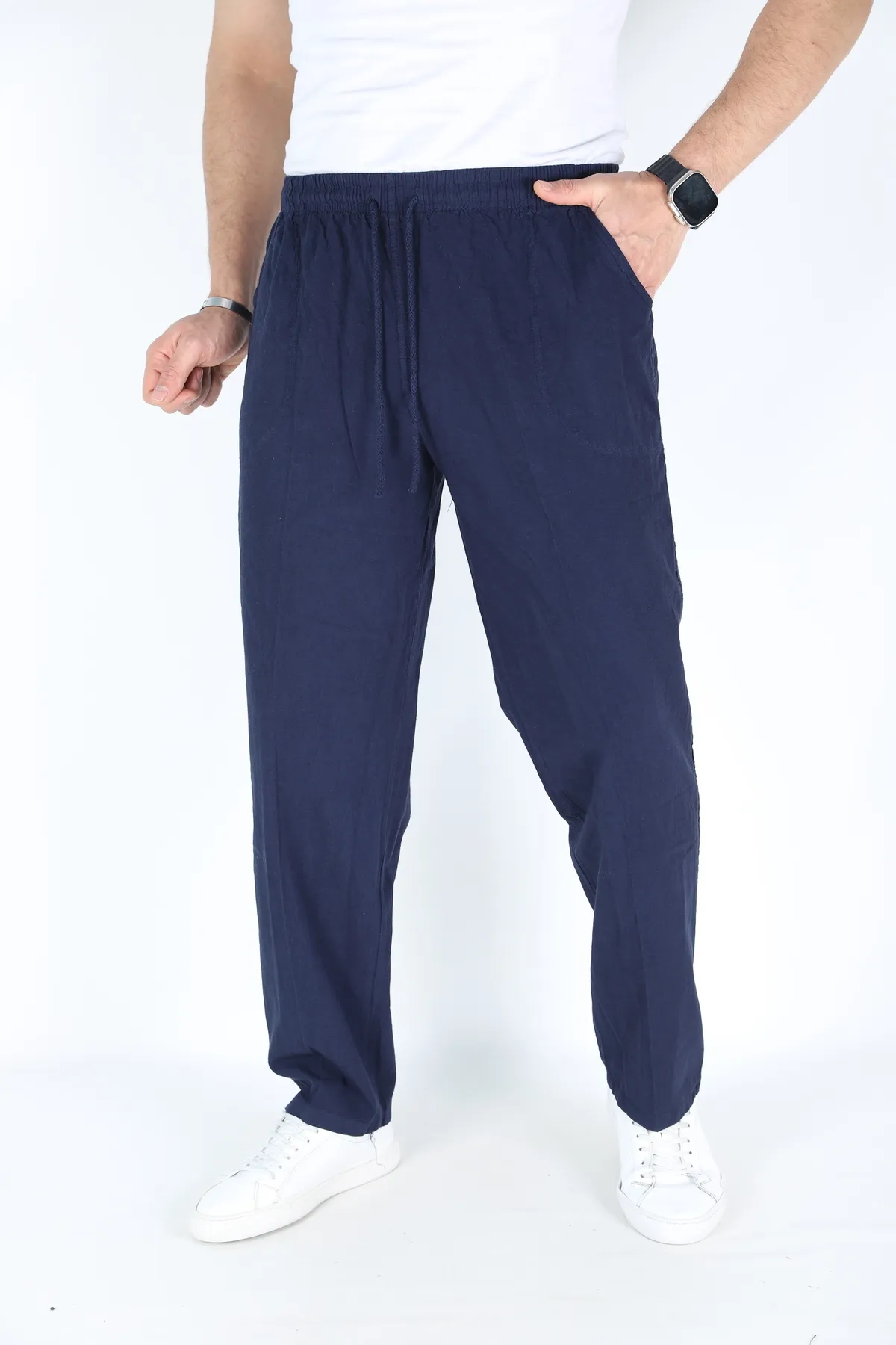 Erkek Hambez Lastikli Rahat Kalıp Pamuk Eşofman Alt Pantalon LACİVERT-L