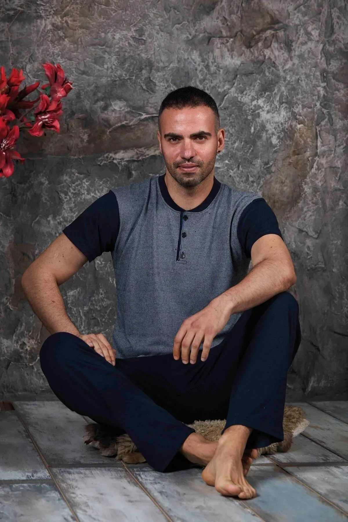 Erkek Parçalı Kısa Kollu Altı Uzun Penye Örme Kumaş Yazlık Pijama Takımı GRİ-M Erkek Parçalı Kısa Kollu Altı Uzun Penye Örme Kumaş Yazlık Pijama Takımı GRİ-M