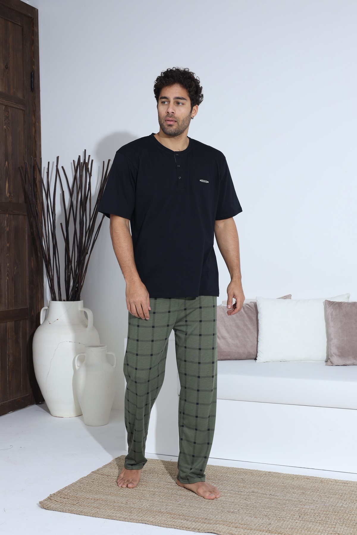 Erkek Penye Süprem Kısa Kol Yazlık Erkek Pijama Takımı M