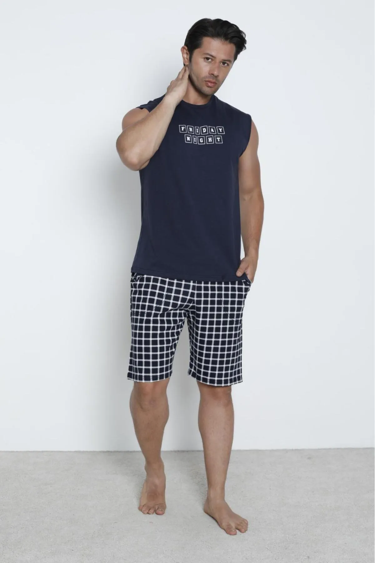 Erkek Şortlu Sıfır Kol Cepli Pijama Takımı %100 Pamuk YENİ SEZON LACİVERT-2XL Erkek Şortlu Sıfır Kol Cepli Pijama Takımı %100 Pamuk YENİ SEZON LACİVERT-2XL