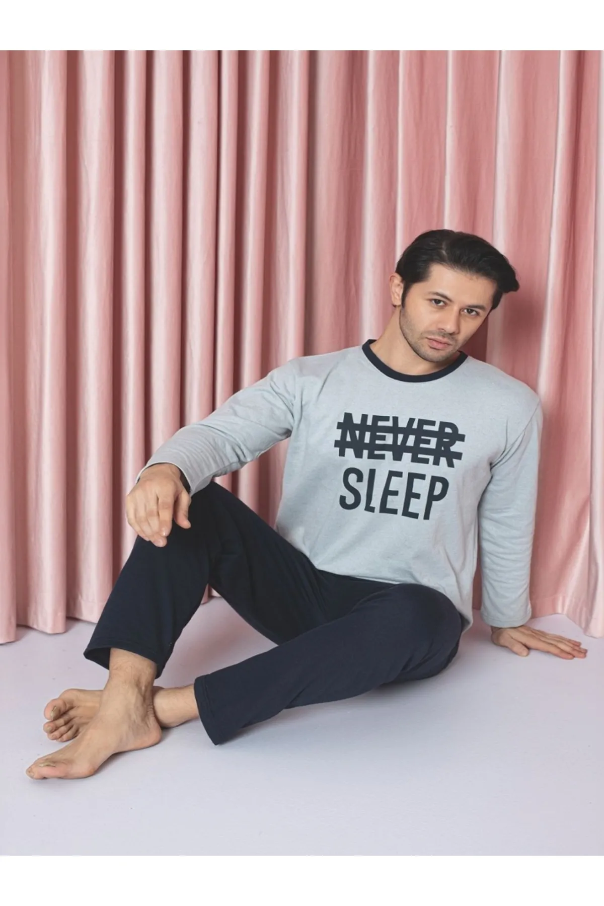 Erkek Uzun Kol Pijama Takımı 2 İplik Şardonlu Kışlık YENİ SEZON GRİ-XL Erkek Uzun Kol Pijama Takımı 2 İplik Şardonlu Kışlık YENİ SEZON GRİ-XL