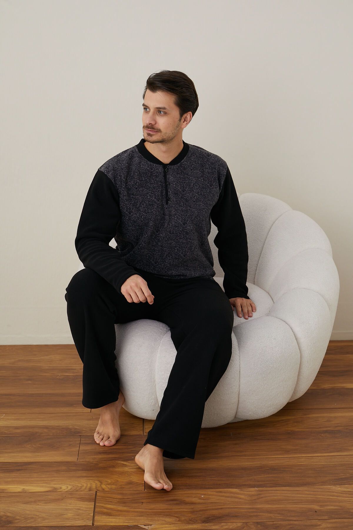 Erkek Uzun Kollu Polar Kışlık Sıcak Tutan Pijama Takımı YENİ SEZON Füme-2XL Erkek Uzun Kollu Polar Kışlık Sıcak Tutan Pijama Takımı YENİ SEZON Füme-2XL