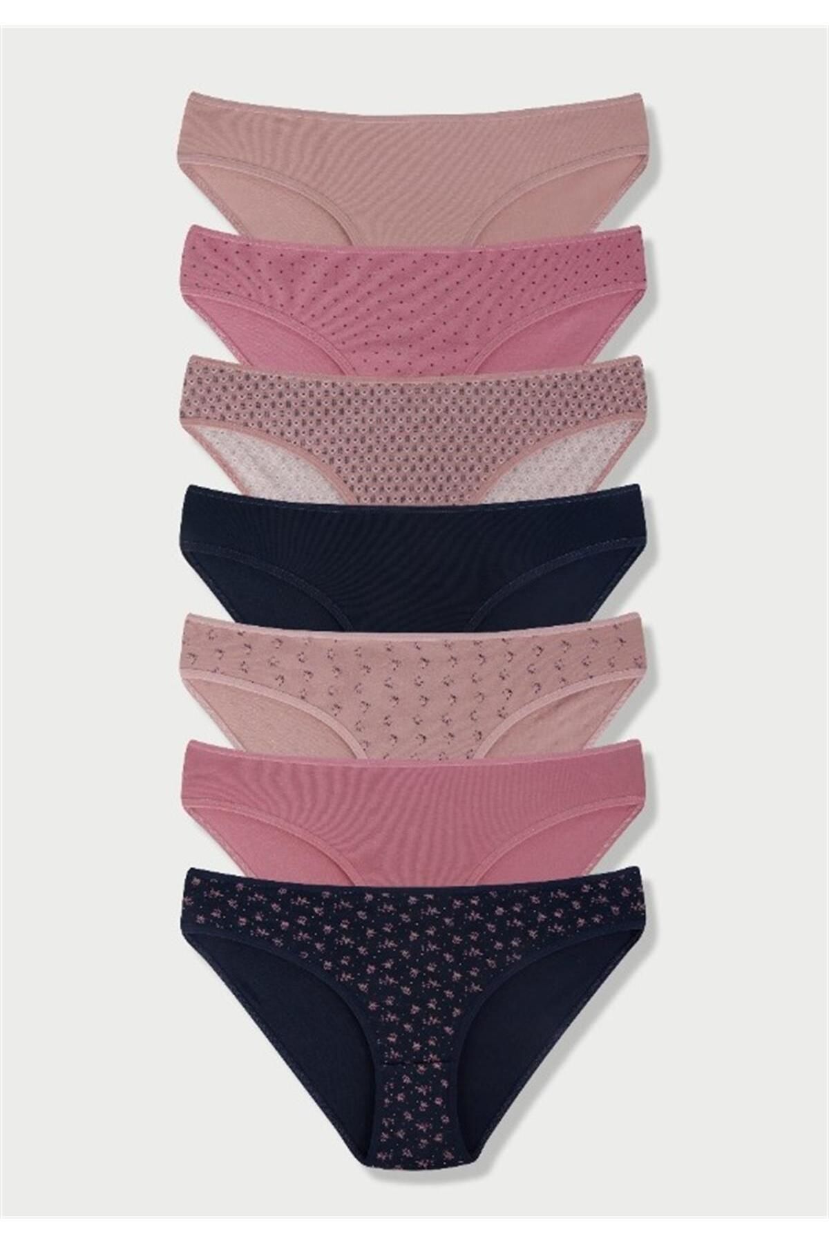 Kadın 7'li Bikini Külot GÜL KURUSU-M