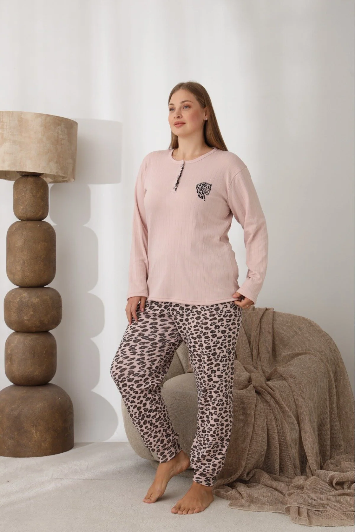 Kadın Büyük Beden Battal Boy Pijama Takımı Görseldeki Renk-3XL