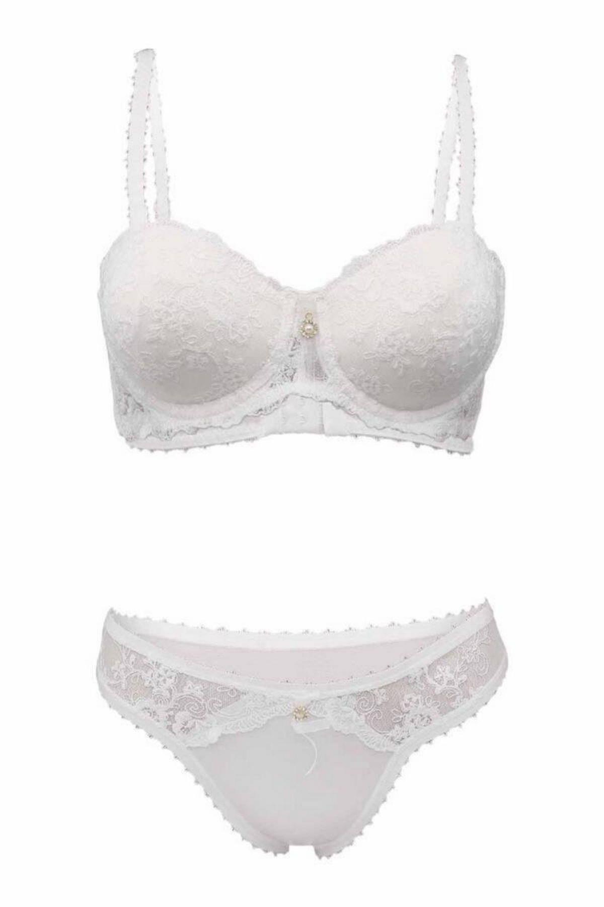 Le Jardin 5150 Brode Kaplı Taşlı Sütyen Takım EKRU-75