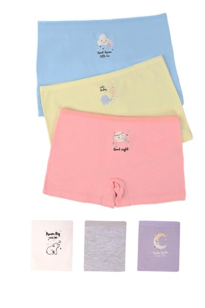 Domi Kız Renkli Pamuklu 6'lı Boxer Külot ASORTİ-7-8 Yaş