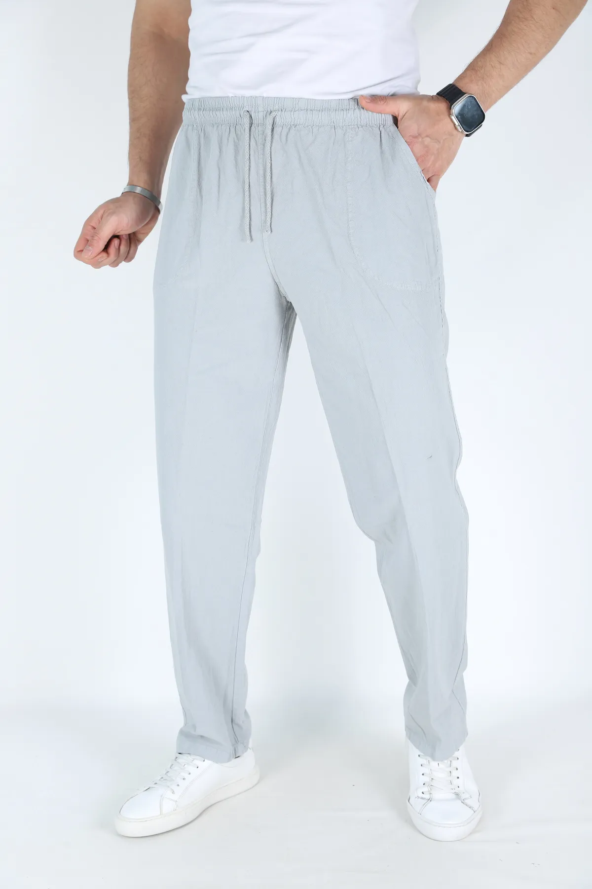 Erkek Hambez Lastikli Rahat Kalıp Pamuk Eşofman Alt Pantalon GRİ-3XL