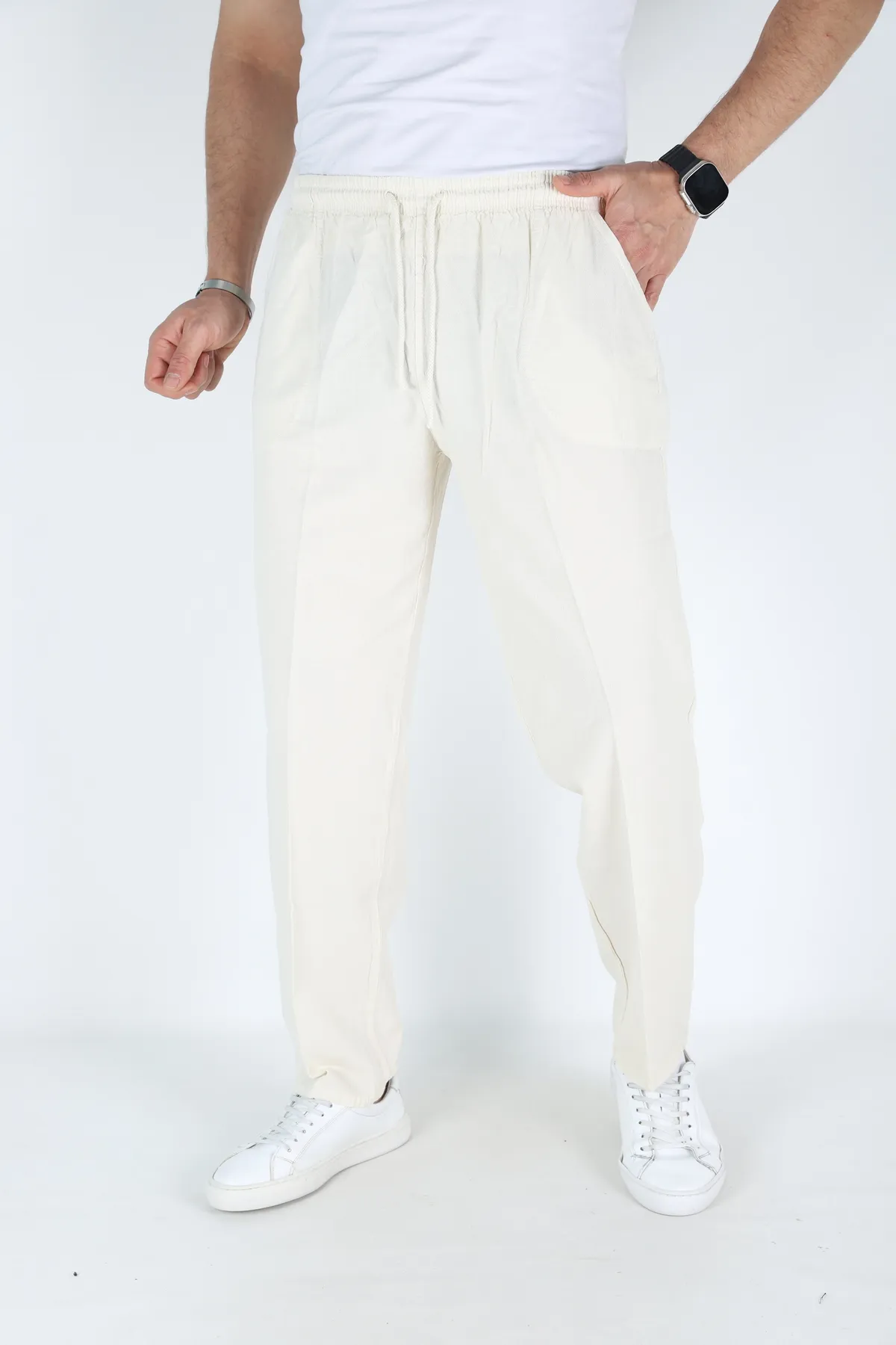 Erkek Hambez Lastikli Rahat Kalıp Pamuk Eşofman Alt Pantalon KEMİK-3XL