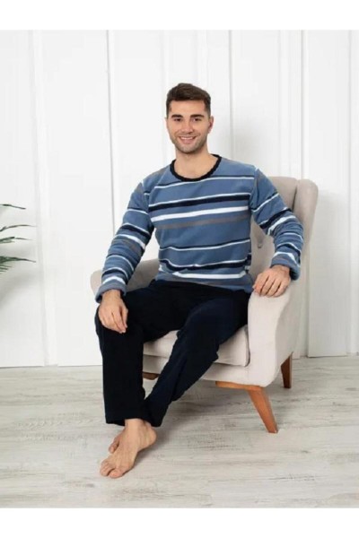 Erkek Sıfır Yaka Polar Pijama Eşofman Takımı