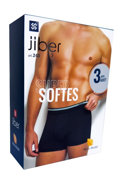 JİBER ERKEK MIKRO MODAL 3'LÜ BOXER ASORTİ-M