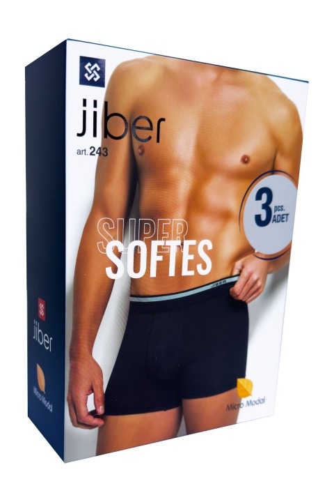 JİBER ERKEK MIKRO MODAL 3'LÜ BOXER ASORTİ-M