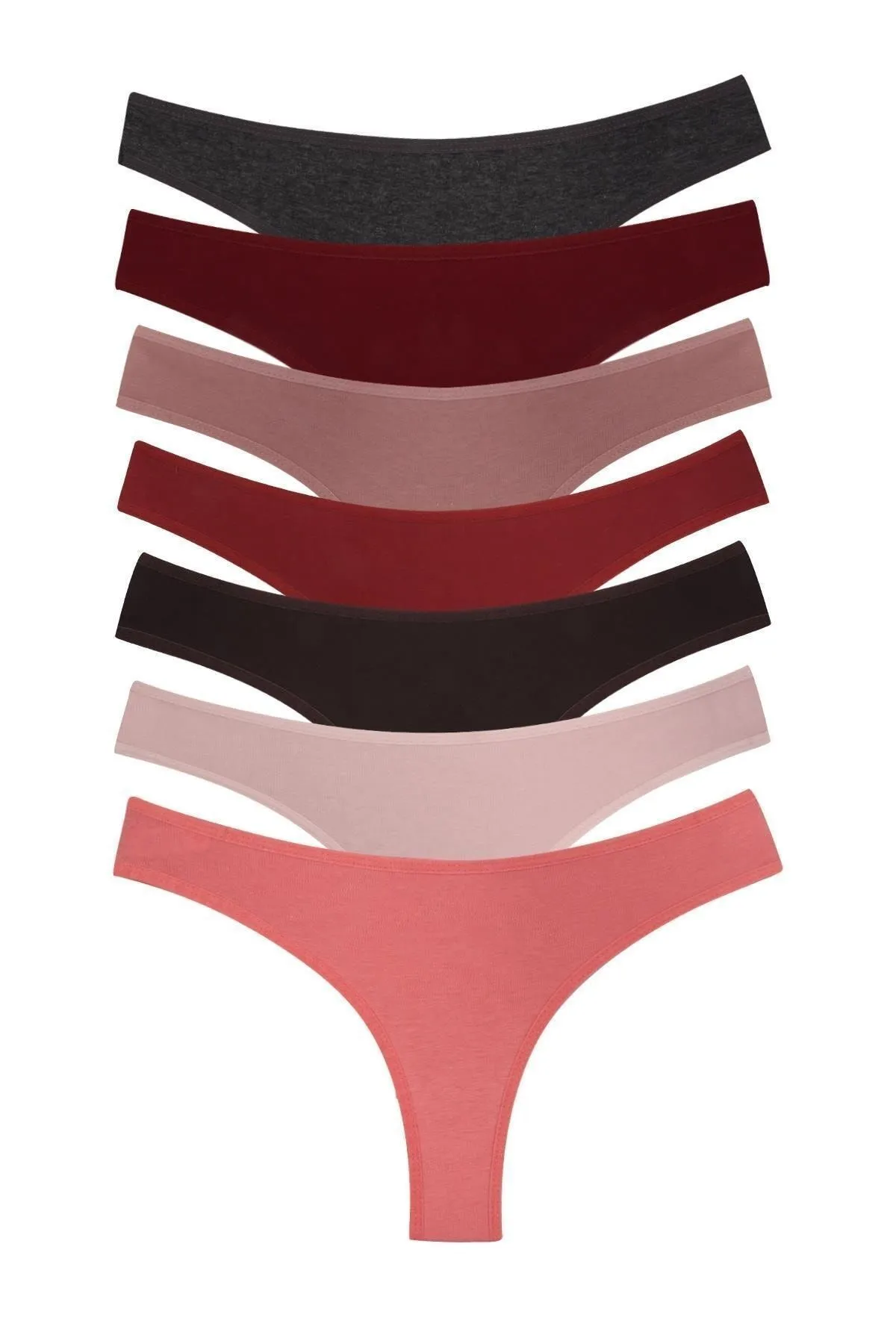 Kadın Renkli Brazilian Pamuklu Likralı Külot 7'li Paket SİYAH-S