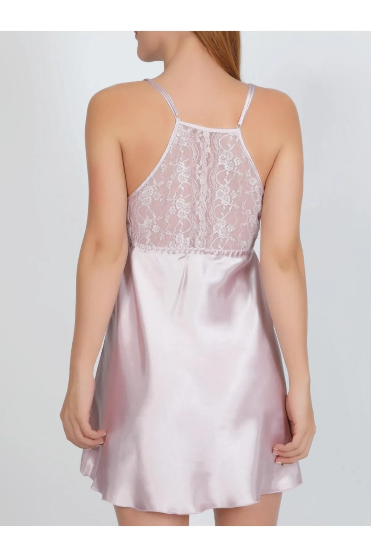 Pudra Saten Fantezi Gecelik PUDRA-L