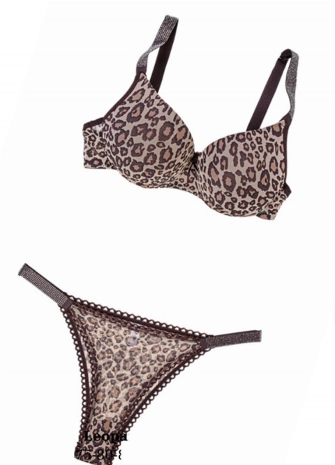 Leopar Desenli Ip Askılı Hafif Dolgulu Sütyen Takım LEOPAR-85