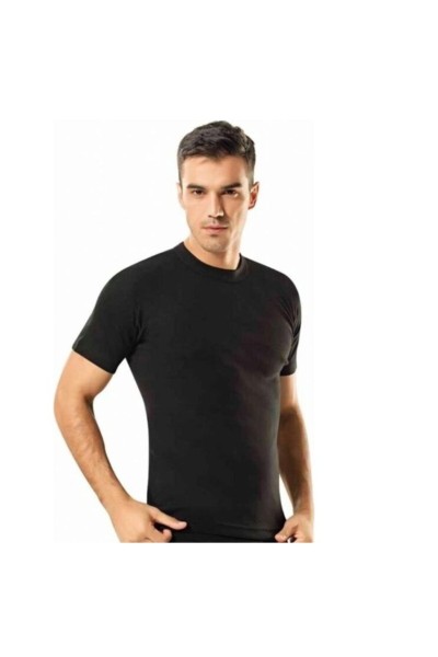 Tutku Elit Elastan Sıfır Yaka Erkek Atlet SİYAH-S