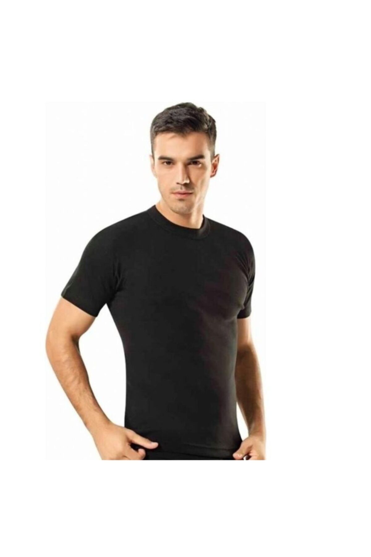 Tutku Elit Elastan Sıfır Yaka Erkek Atlet SİYAH-L